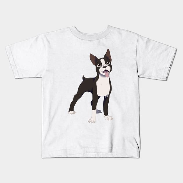 Boston Terrier Kids T-Shirt by SkyBlueArts